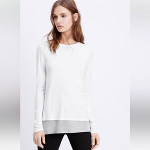 Vince NWT White and Gray Long Sleeve Double Layer Colorblock Shirt Size Medium
